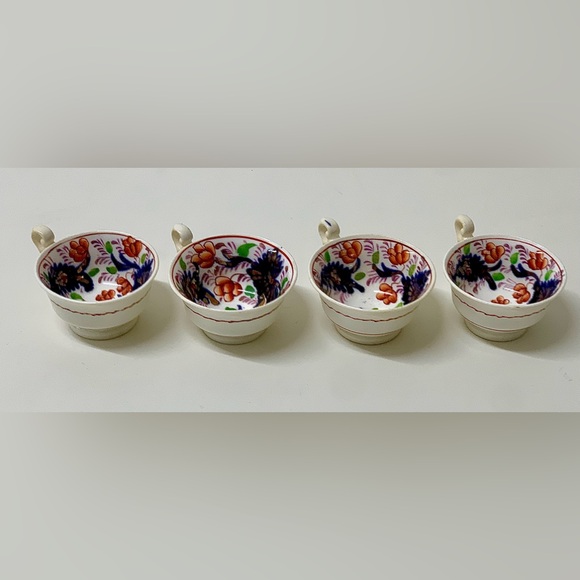 19th Century Antique Gaudy Welsh Grape Pattern (lot of 4) Miniature Cups - Picture 16 of 16